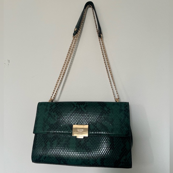 Handbags - Dune London Green Snake Print Bag